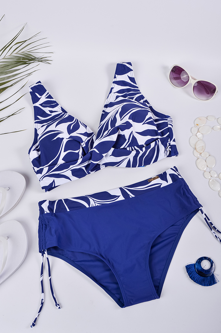 Купальник роздільний із контрастним абстрактним принтом великих розмірів