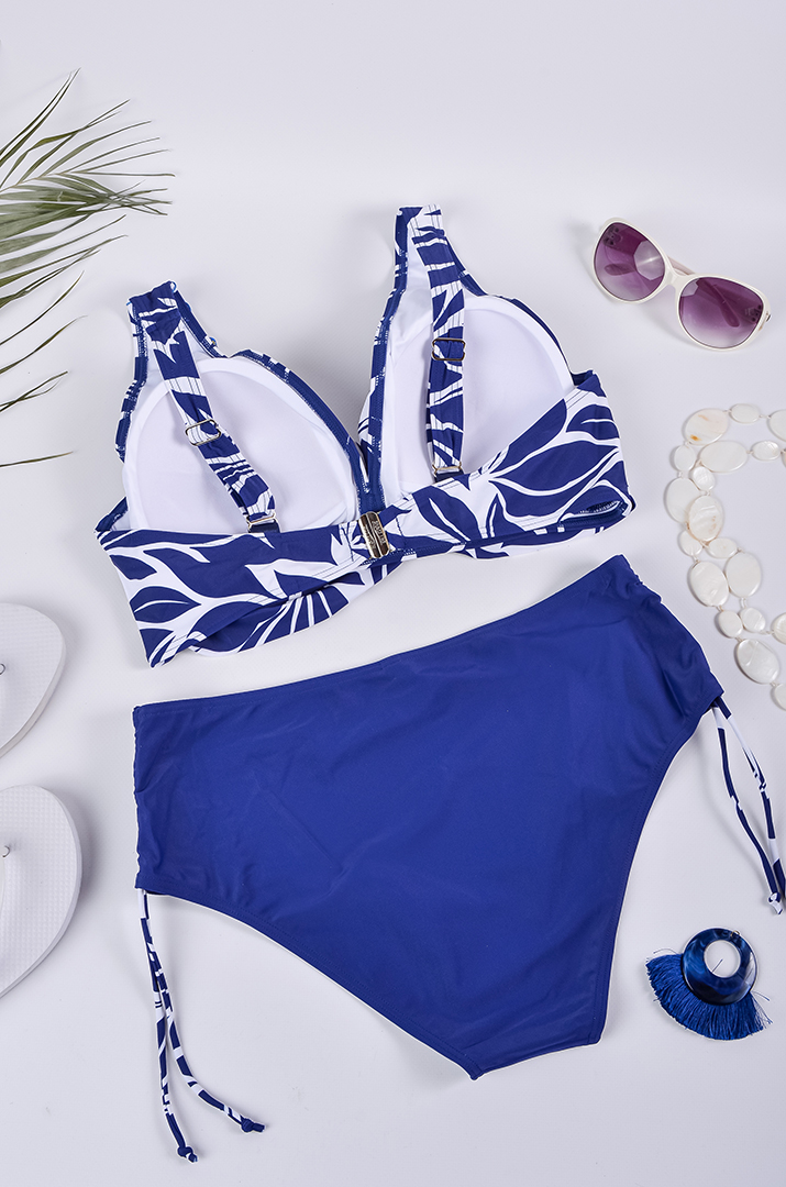 Купальник роздільний із контрастним абстрактним принтом великих розмірів