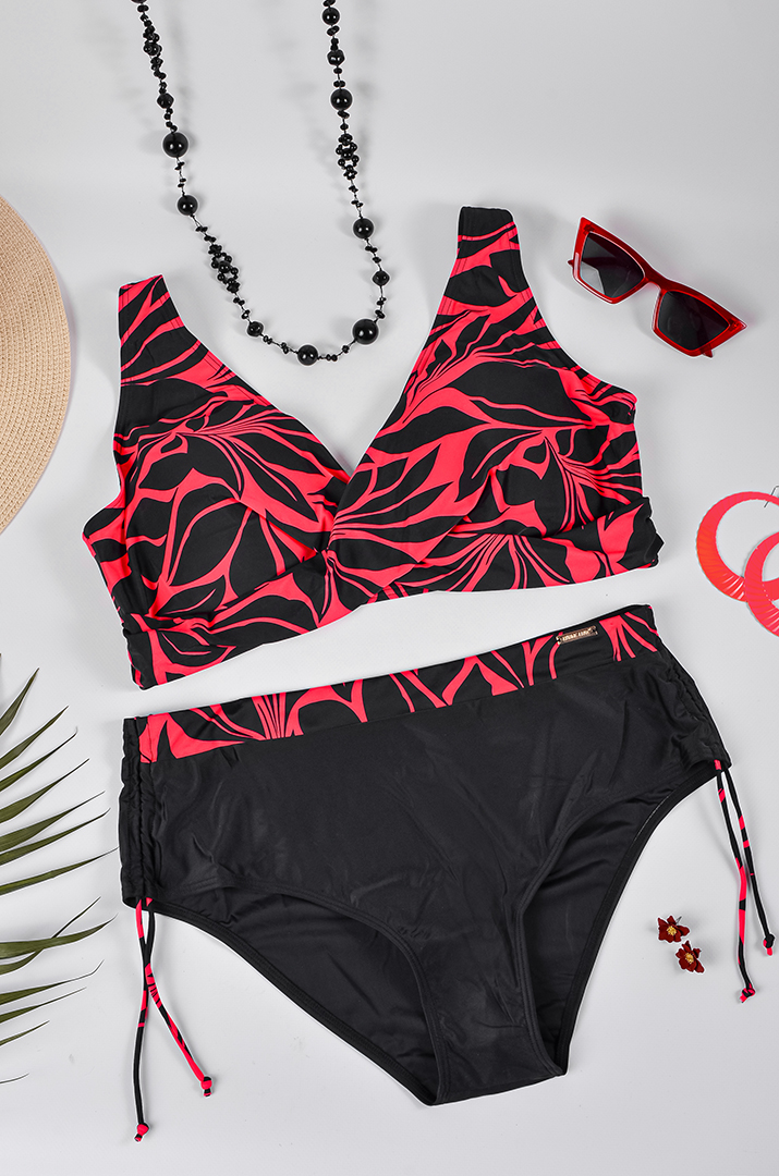 Купальник роздільний із контрастним абстрактним принтом великих розмірів