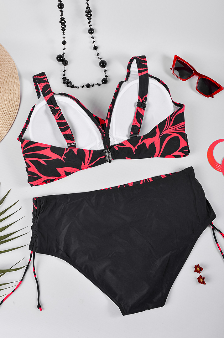 Купальник роздільний із контрастним абстрактним принтом великих розмірів