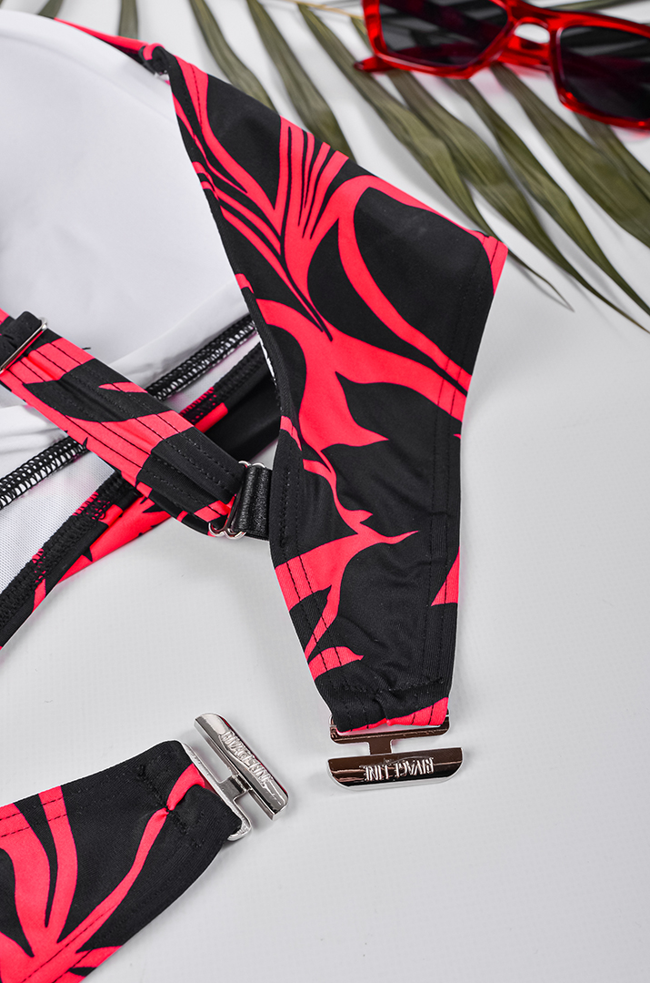 Купальник роздільний із контрастним абстрактним принтом великих розмірів