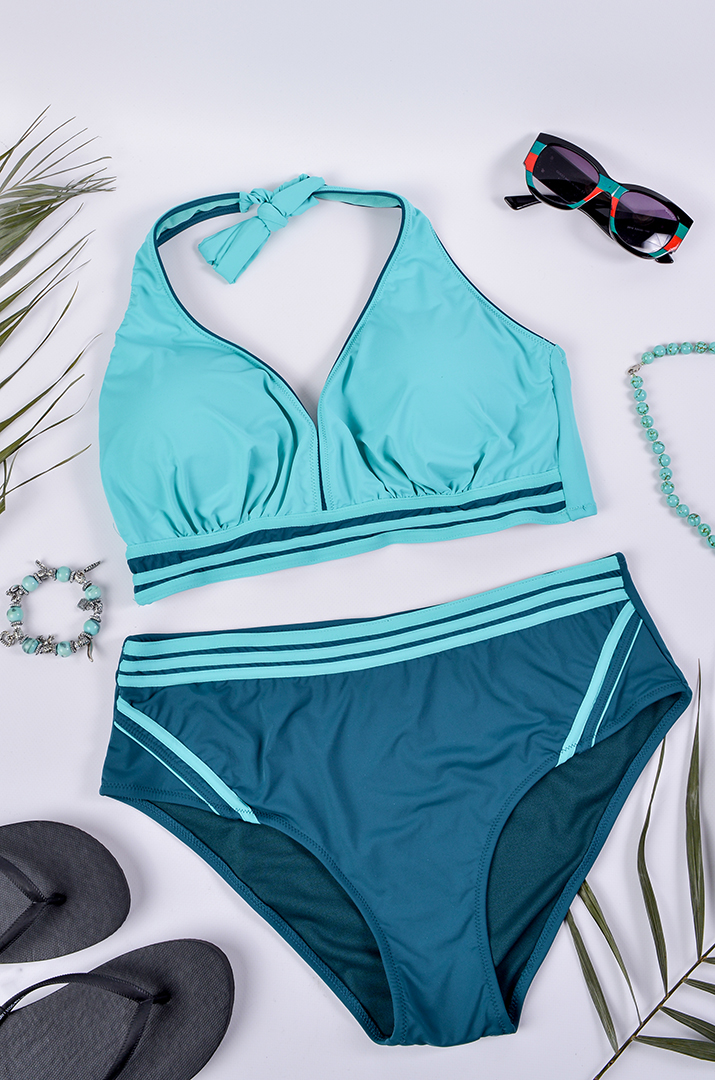 Купальник роздільний з контрастними вставками великих розмірів