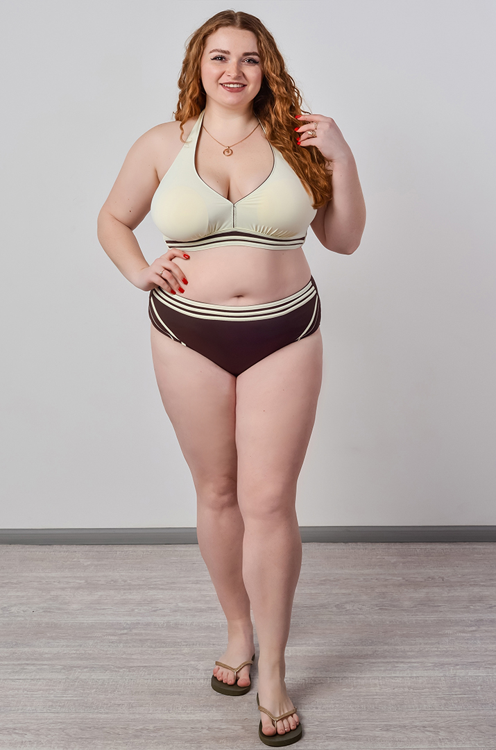 Купальник роздільний з контрастними вставками великих розмірів