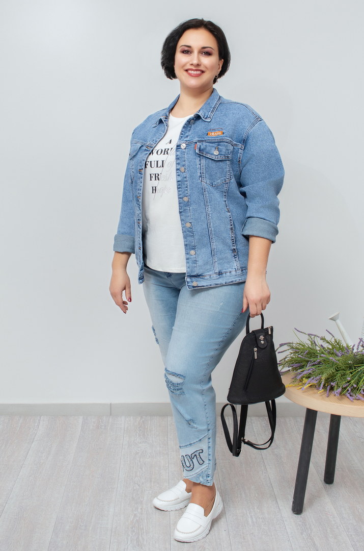 Лепень світлий джинсовий батал