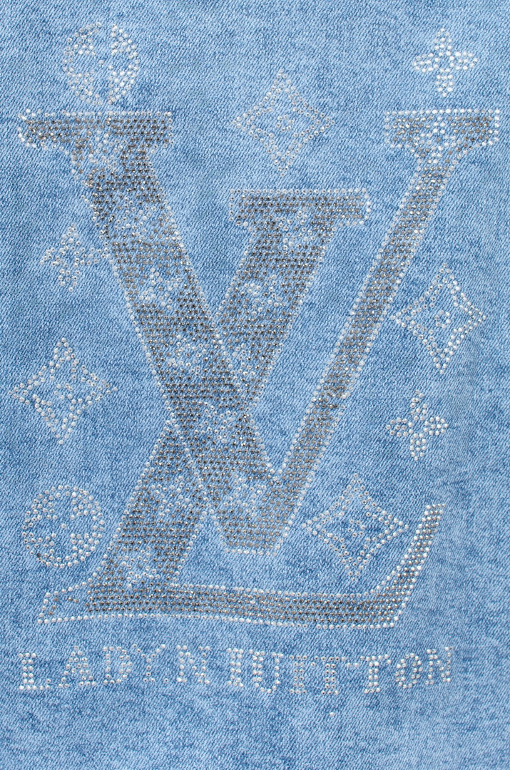Лепень джинсовый с декором на спине супер батал