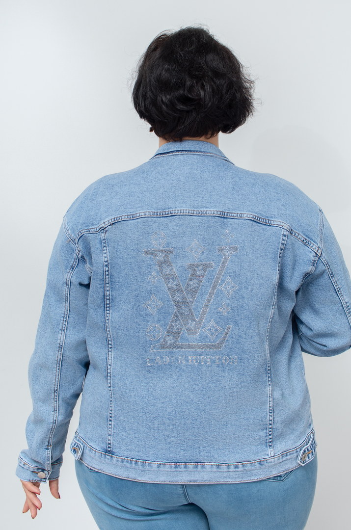 Лепень джинсовый с декором на спине супер батал