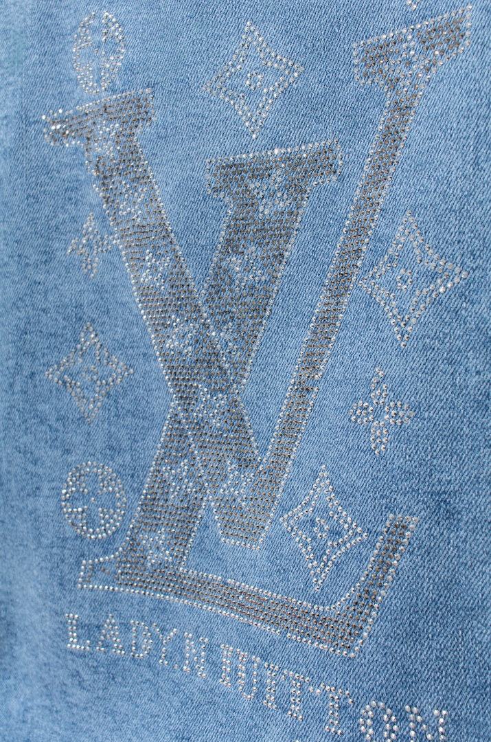 Лепень джинсовый с декором на спине супер батал