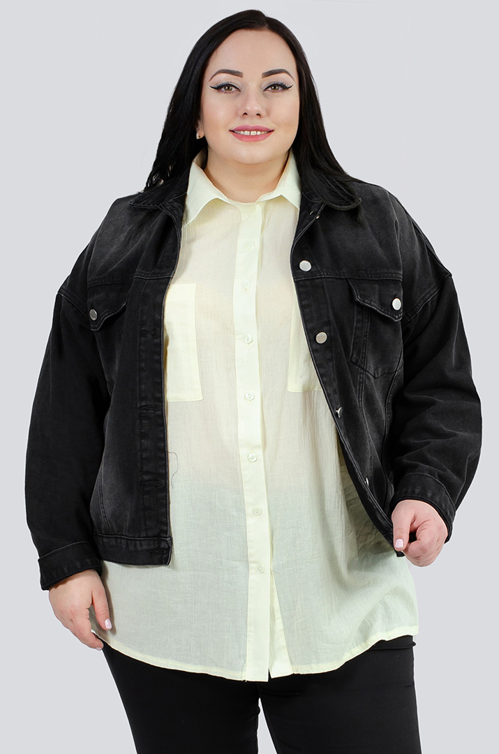 Стильна джинсова куртка великих розмірів