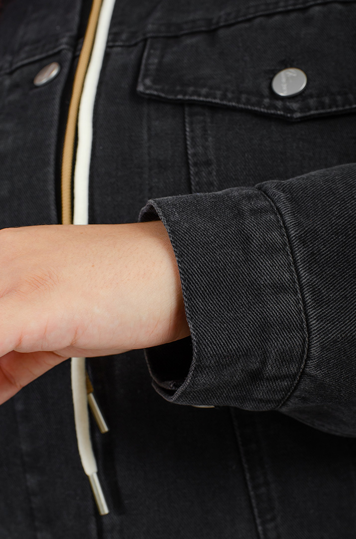 Графитовый джинсовый лепень с капюшоном больших размеров