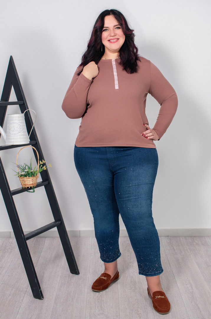 Лонгслив длинный с заклепками супер батал 1+1=3