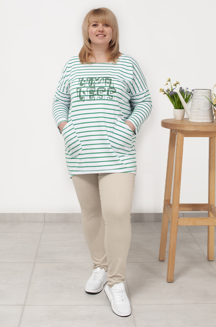 Туніка в горизонтальну смужку супер батал