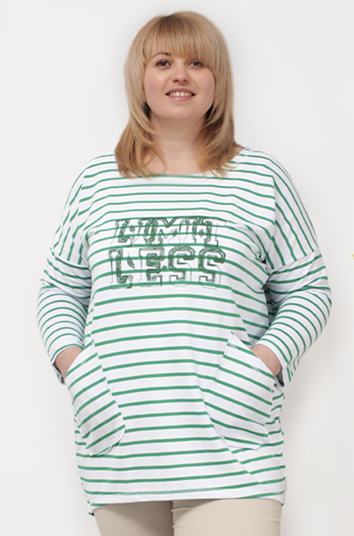 Туніка в горизонтальну смужку супер батал