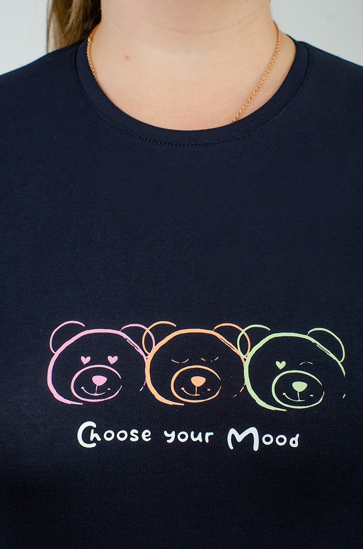 Лонгслів чорний Choose your mood великих розмірів