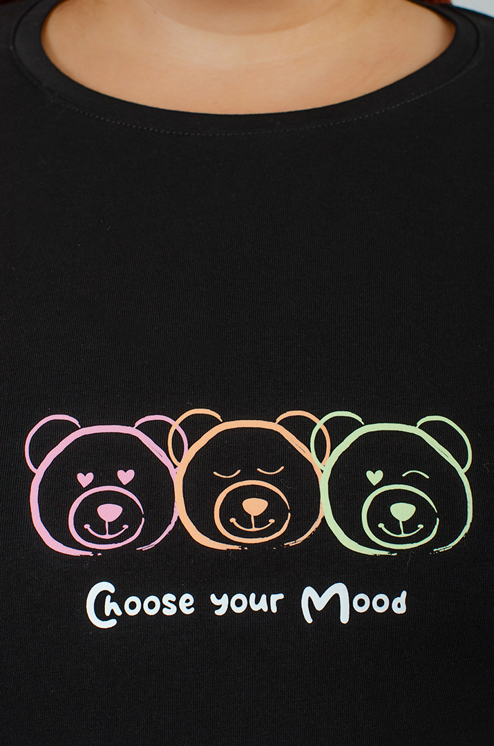 Лонгслів чорний Choose your mood великих розмірів