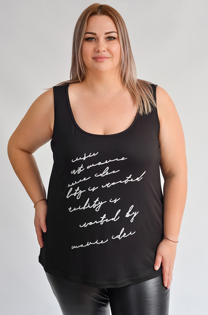 Лонгслив-двойка с полупрозрачным верхом и надписью больших размеров