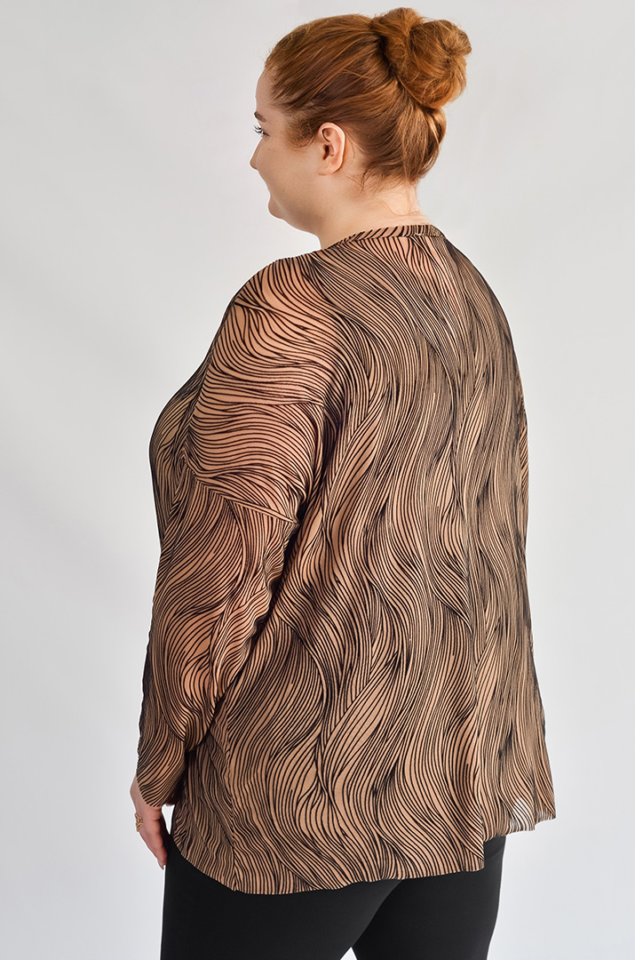 Лонгслів-двійка з абстрактним хвилястим візерунком великих розмірів