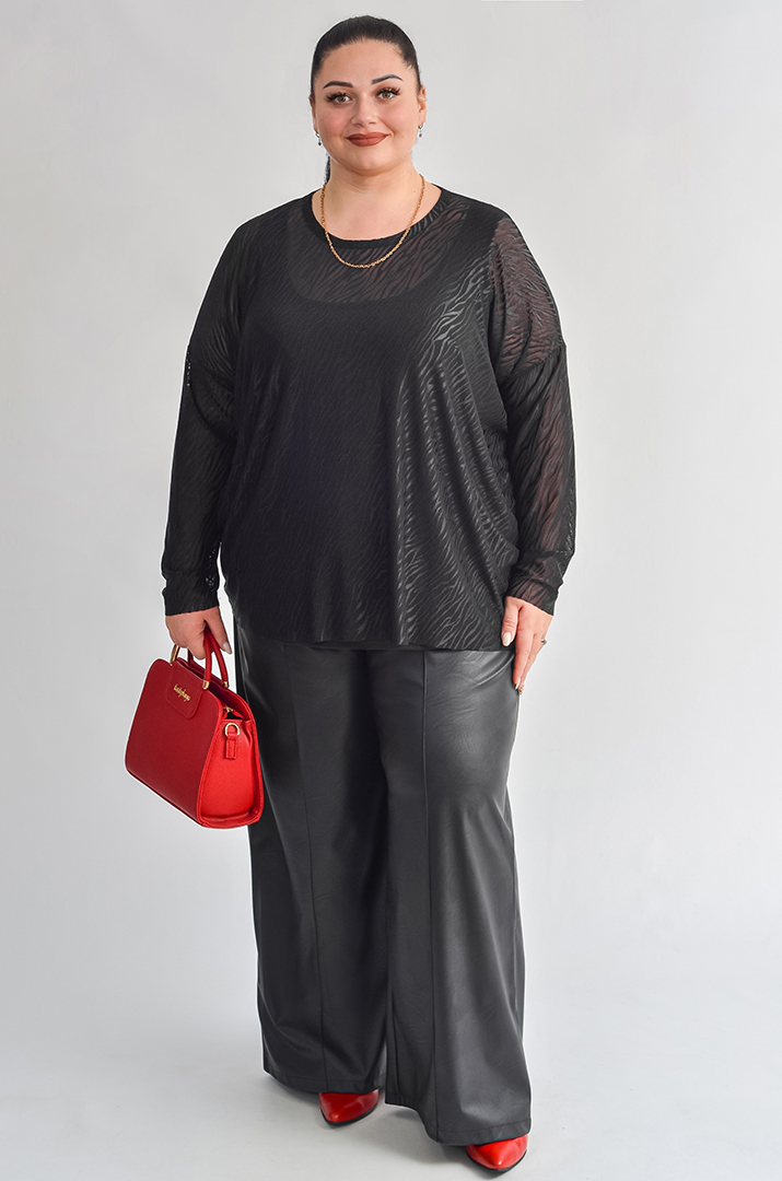 Лонгслів-двійка з абстрактним хвилястим візерунком великих розмірів