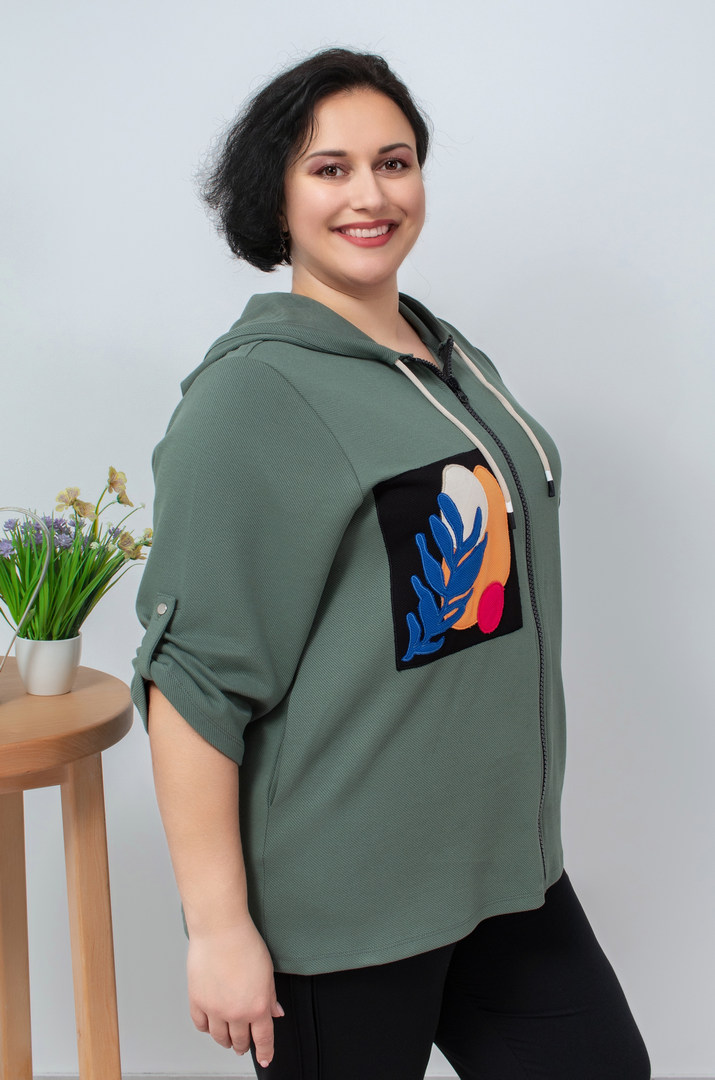 Мастерка трикотажна з кольоровими нашивками батал