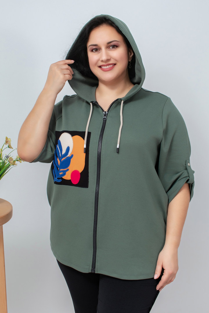 Мастерка трикотажна з кольоровими нашивками батал