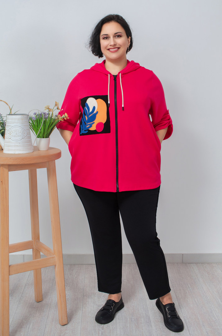 Мастерка трикотажна з кольоровими нашивками батал