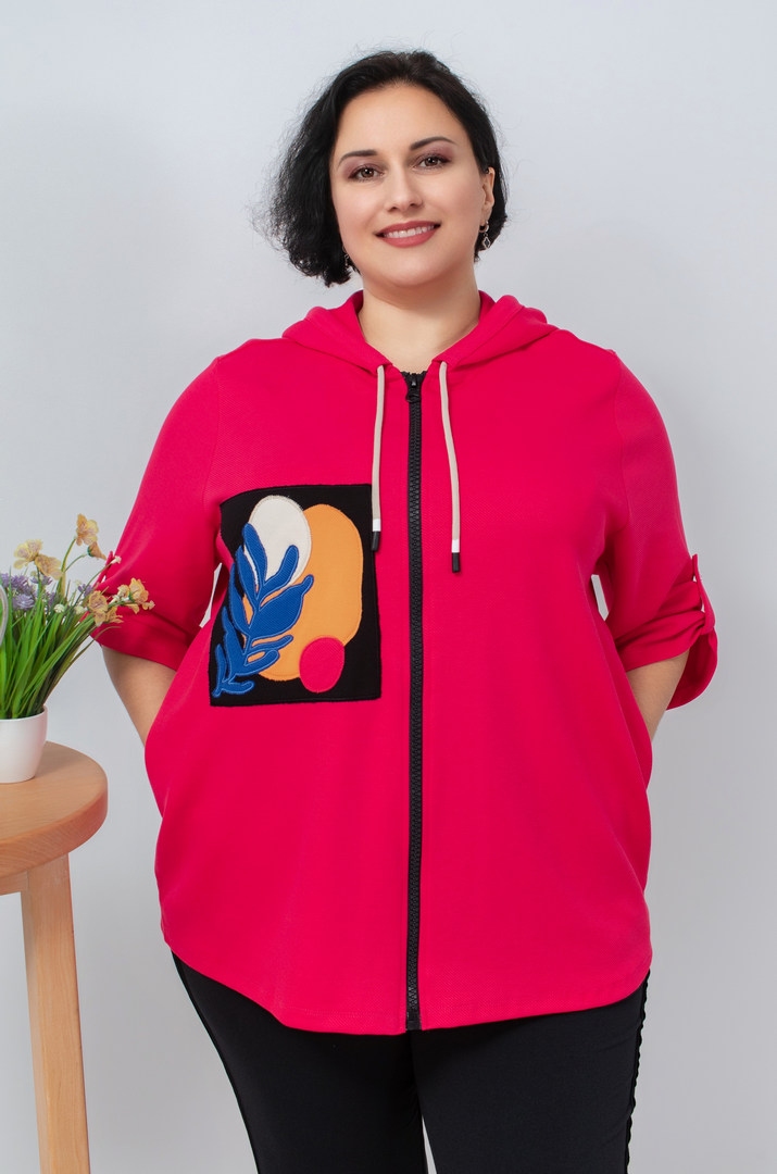 Мастерка трикотажна з кольоровими нашивками батал