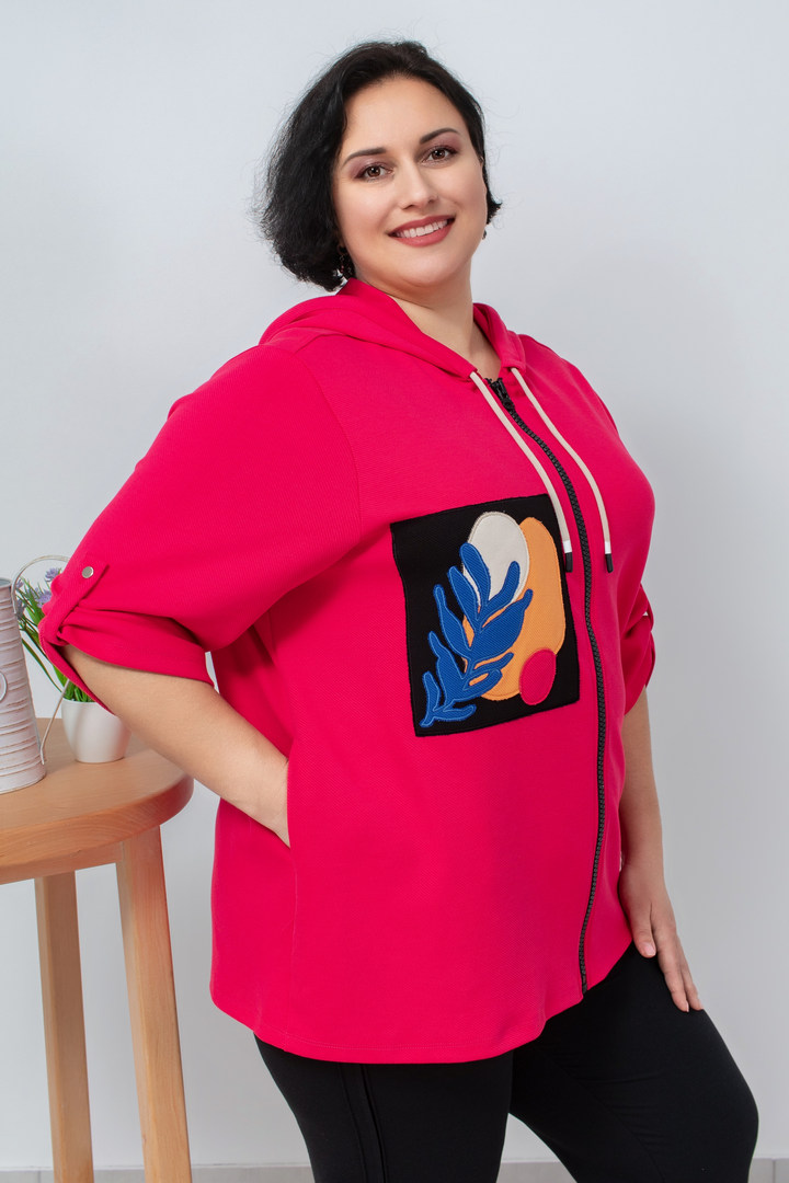 Мастерка трикотажна з кольоровими нашивками батал