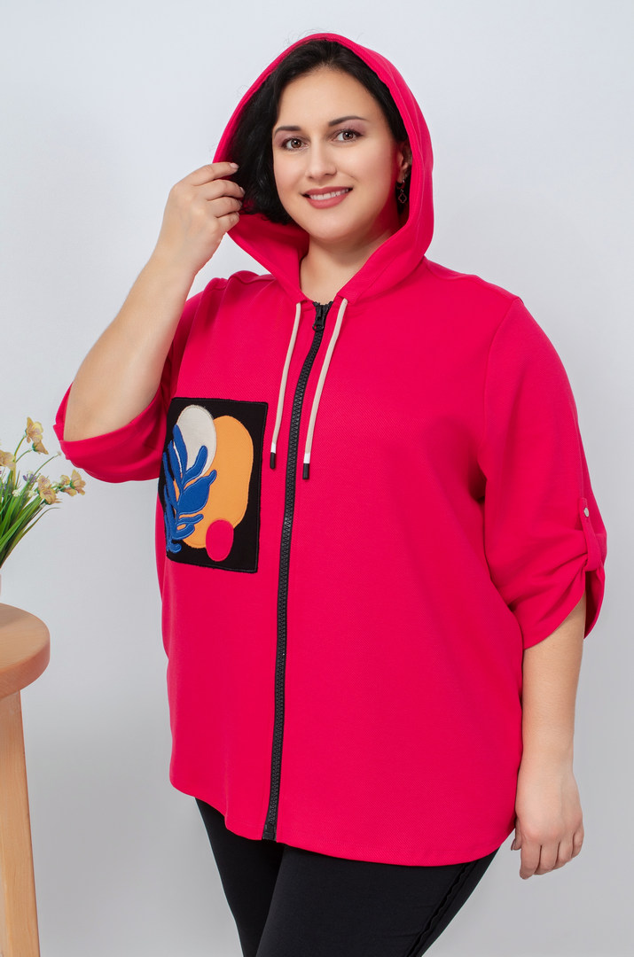 Мастерка трикотажна з кольоровими нашивками батал