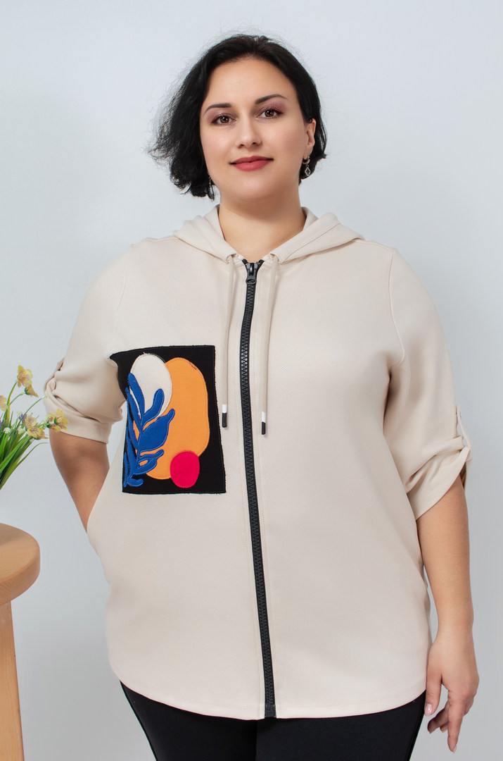 Мастерка трикотажна з кольоровими нашивками батал