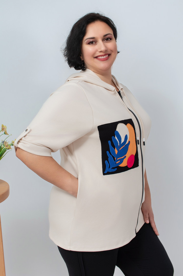 Мастерка трикотажна з кольоровими нашивками батал