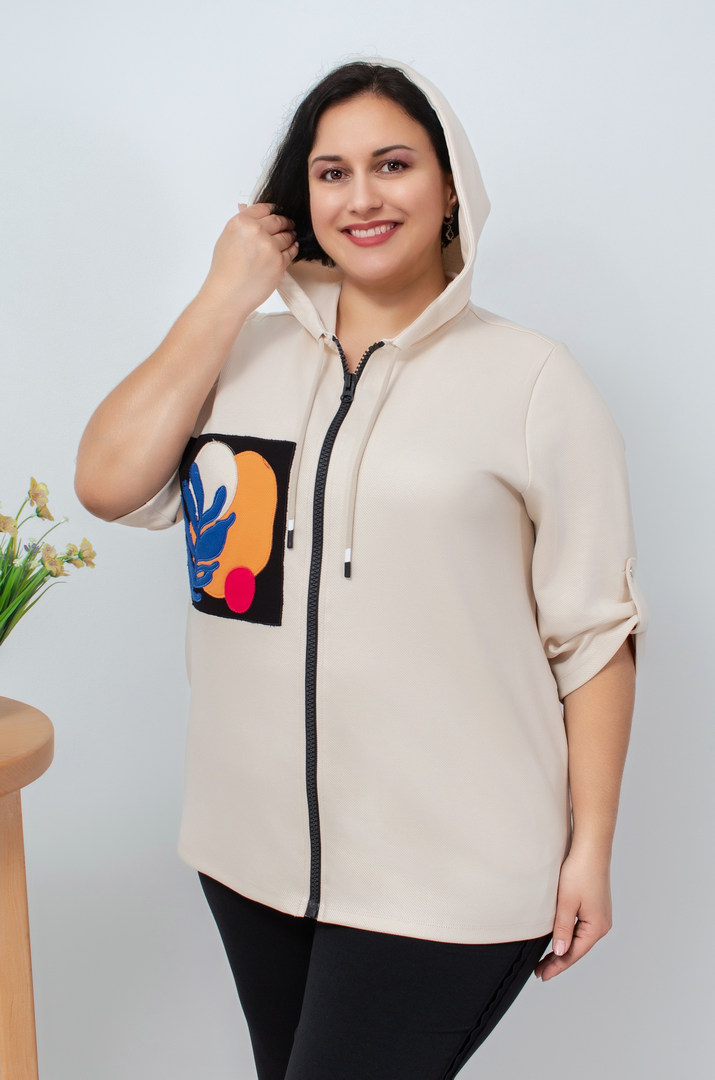 Мастерка трикотажна з кольоровими нашивками батал