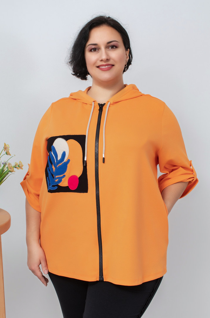 Мастерка трикотажна з кольоровими нашивками батал