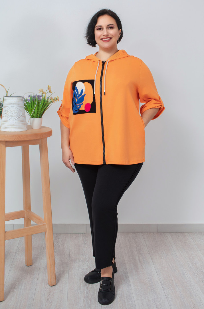 Мастерка трикотажна з кольоровими нашивками батал