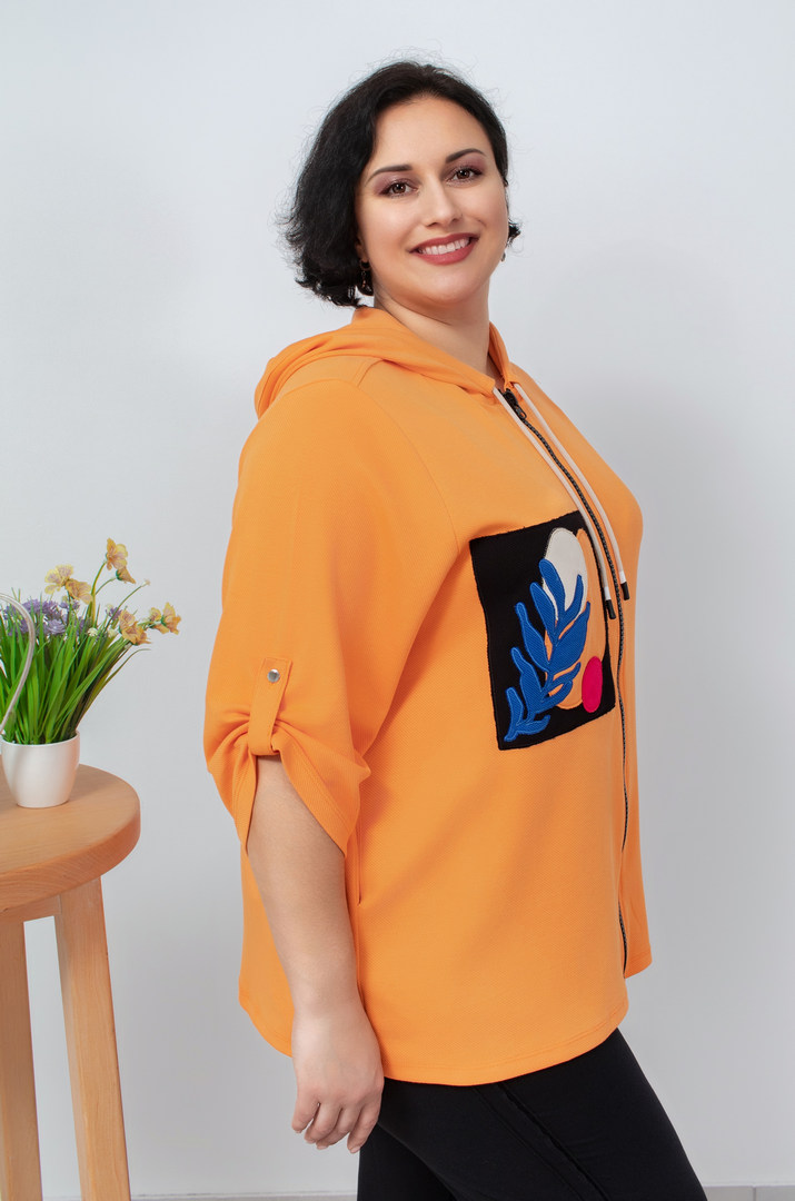 Мастерка трикотажна з кольоровими нашивками батал