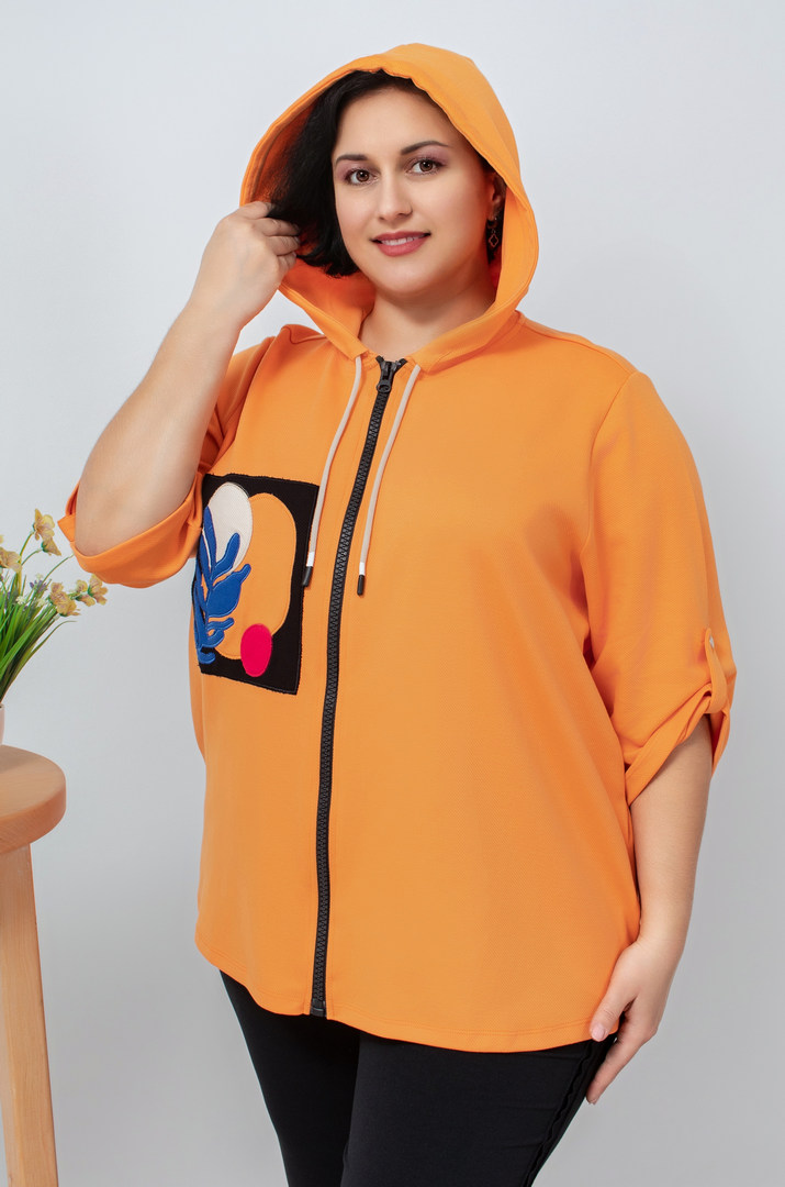 Мастерка трикотажна з кольоровими нашивками батал