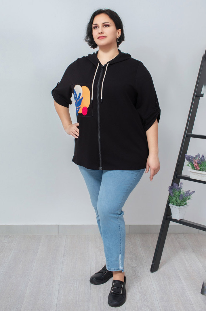 Мастерка трикотажна з кольоровими нашивками батал