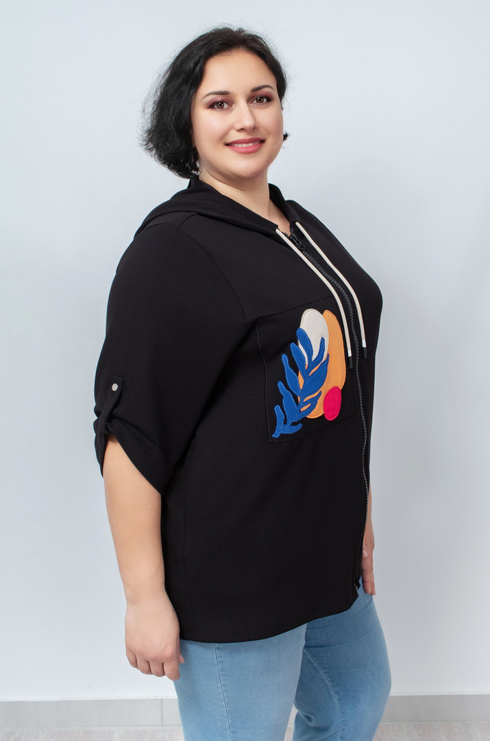 Мастерка трикотажна з кольоровими нашивками батал