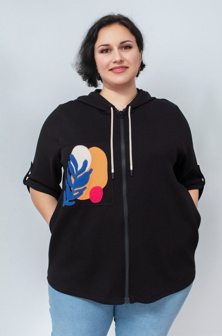 Мастерка трикотажна з кольоровими нашивками батал