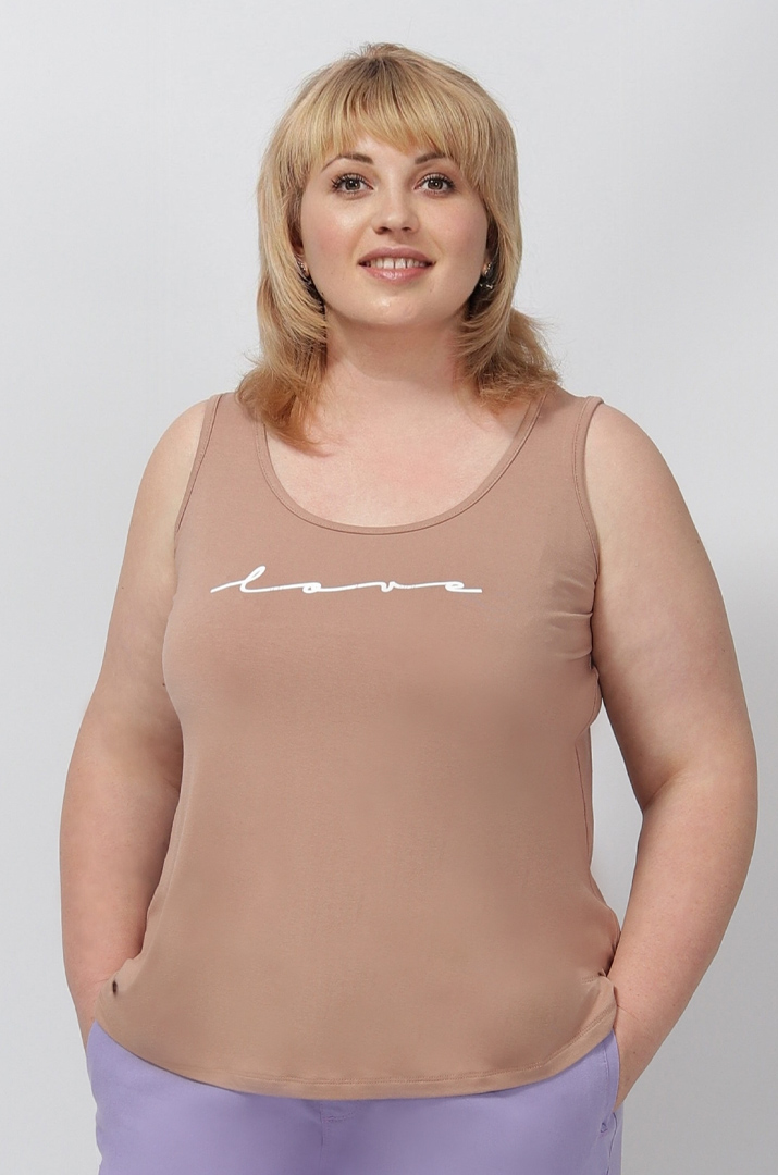 Майка трикотажная с надписью Love супер батал