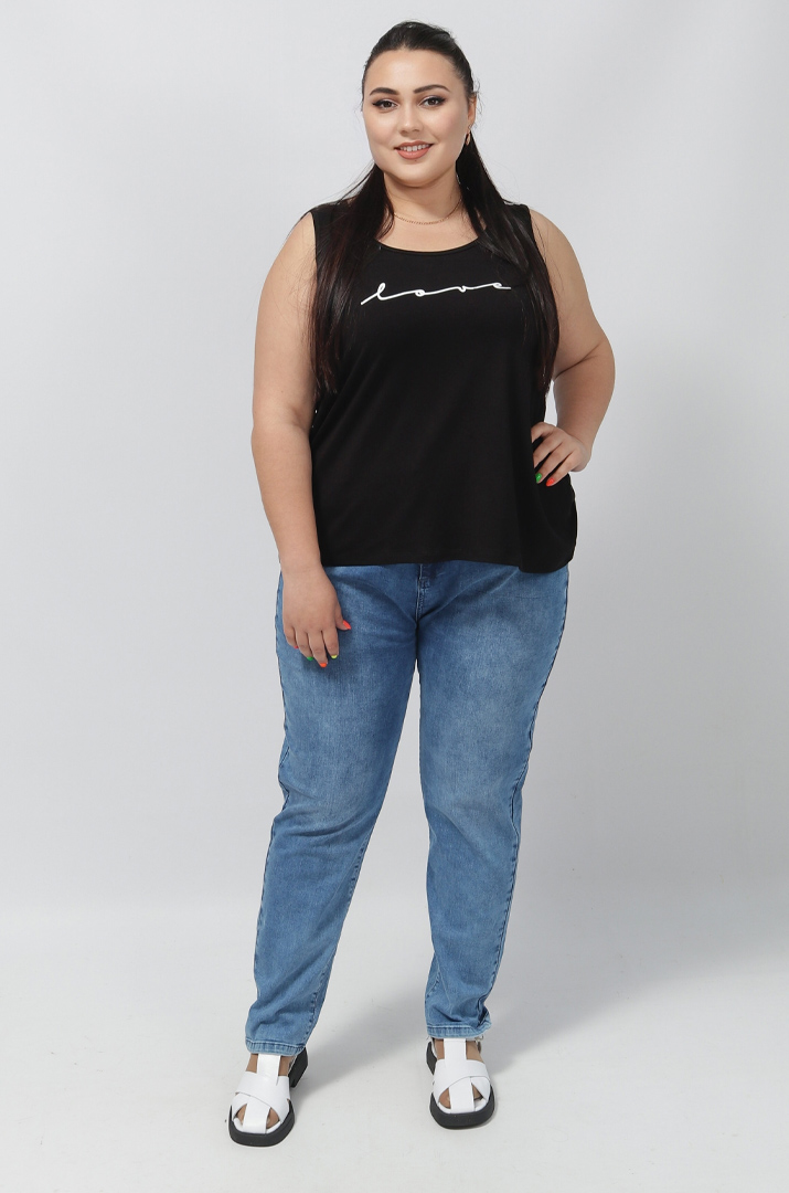 Майка трикотажная с надписью Love супер батал