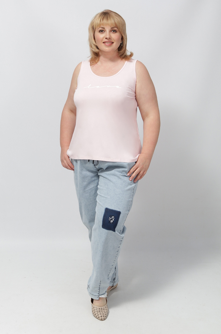 Майка трикотажная с надписью Love супер батал