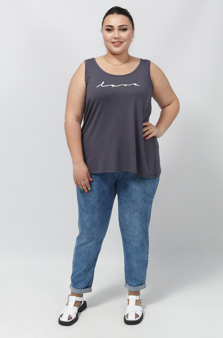 Майка трикотажная с надписью Love супер батал