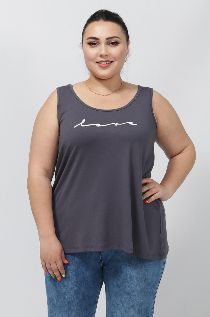 Майка трикотажная с надписью Love супер батал