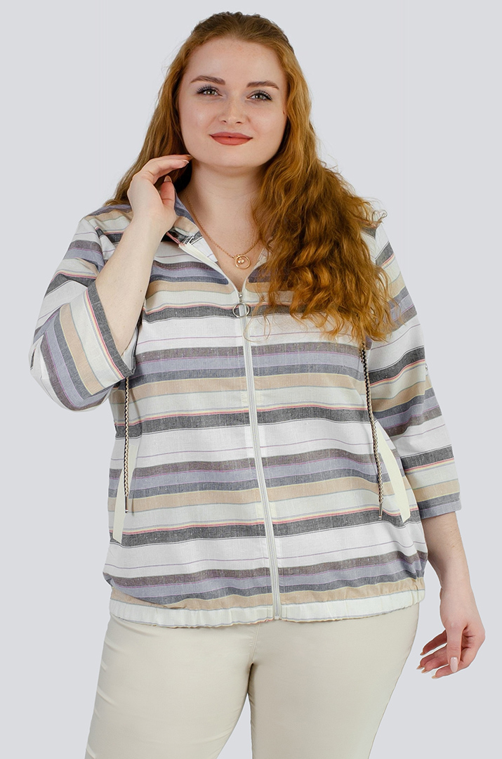 Мастерка лляна в смужку великих розмірів