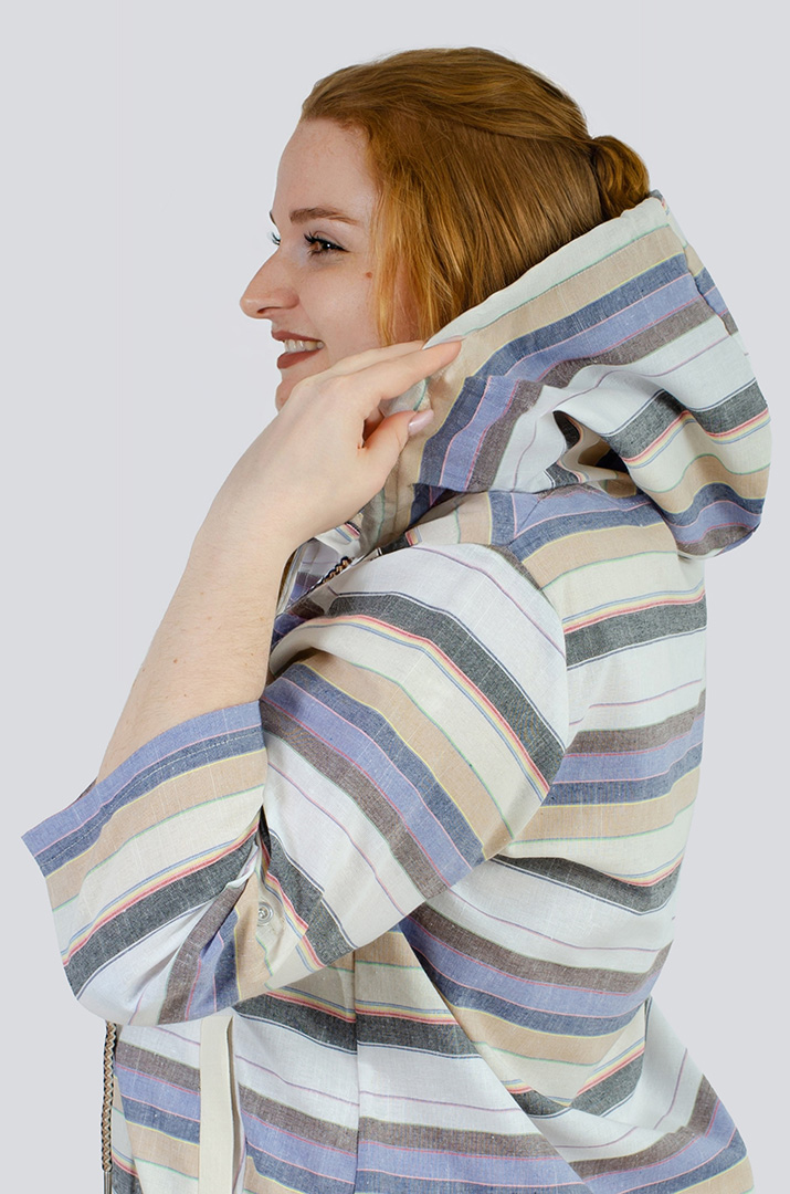 Мастерка лляна в смужку великих розмірів