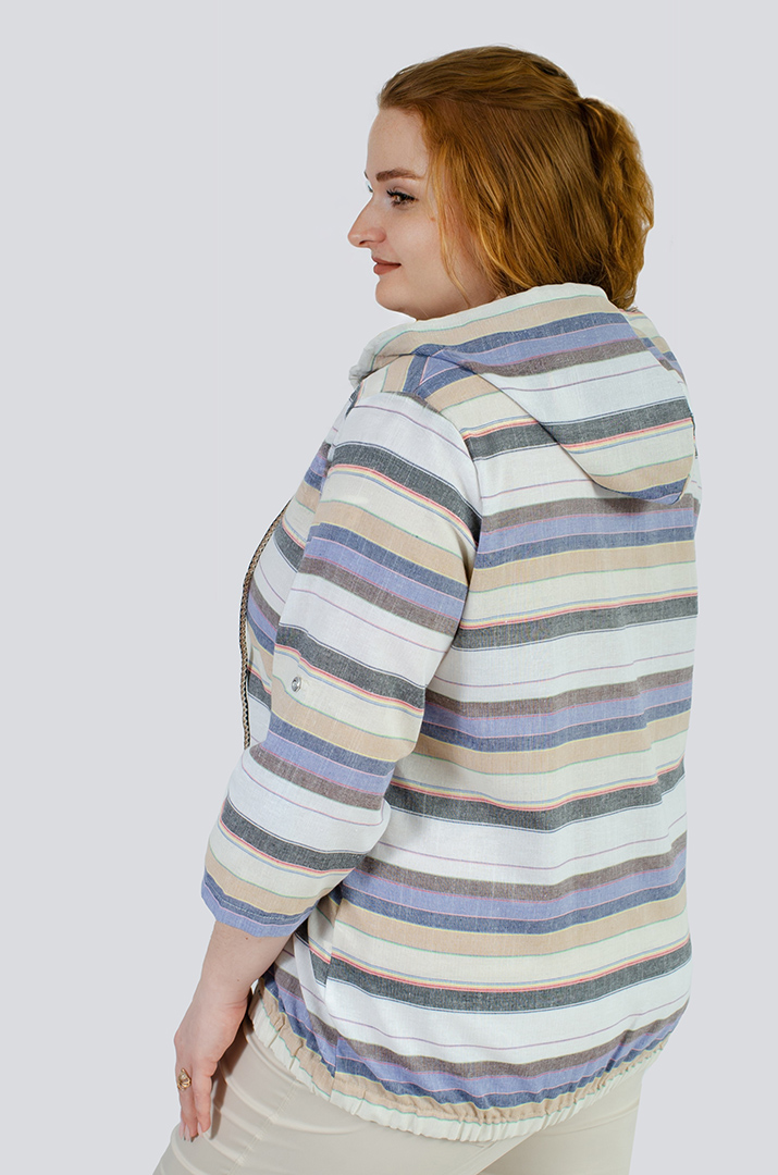 Мастерка лляна в смужку великих розмірів