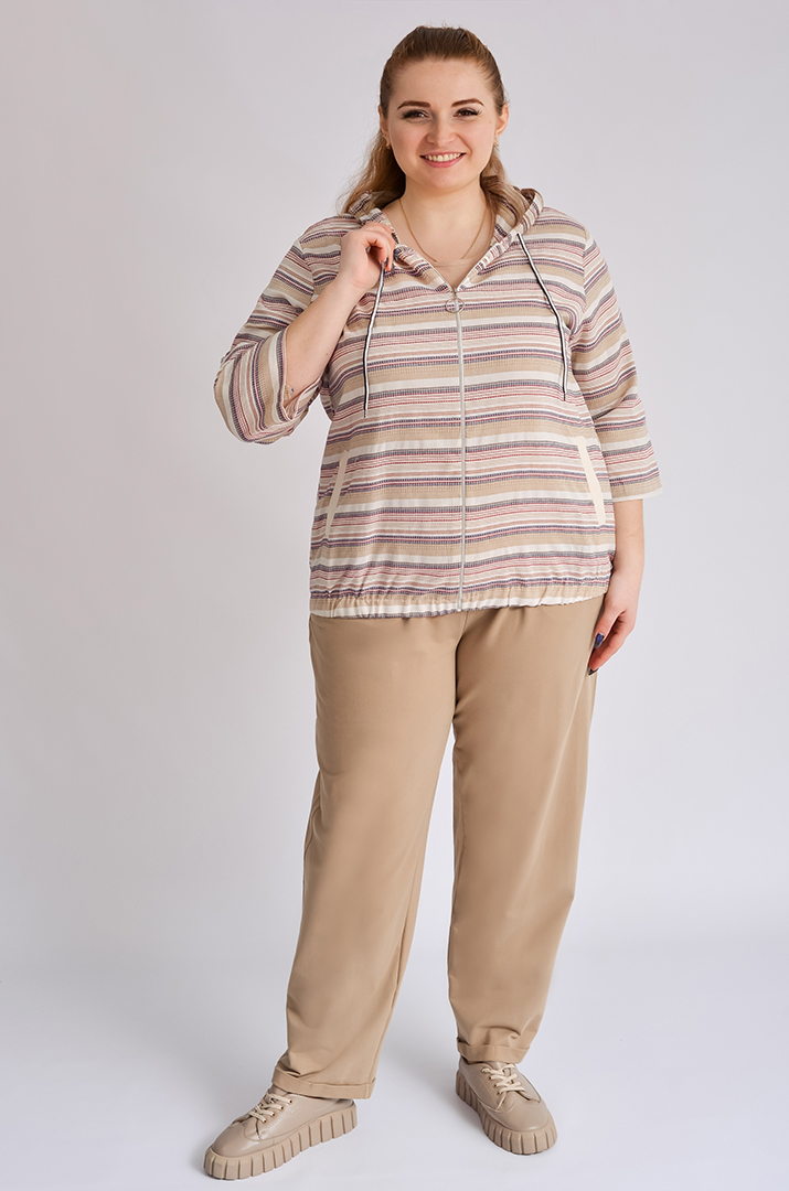 Мастерка лляна в смужку великих розмірів