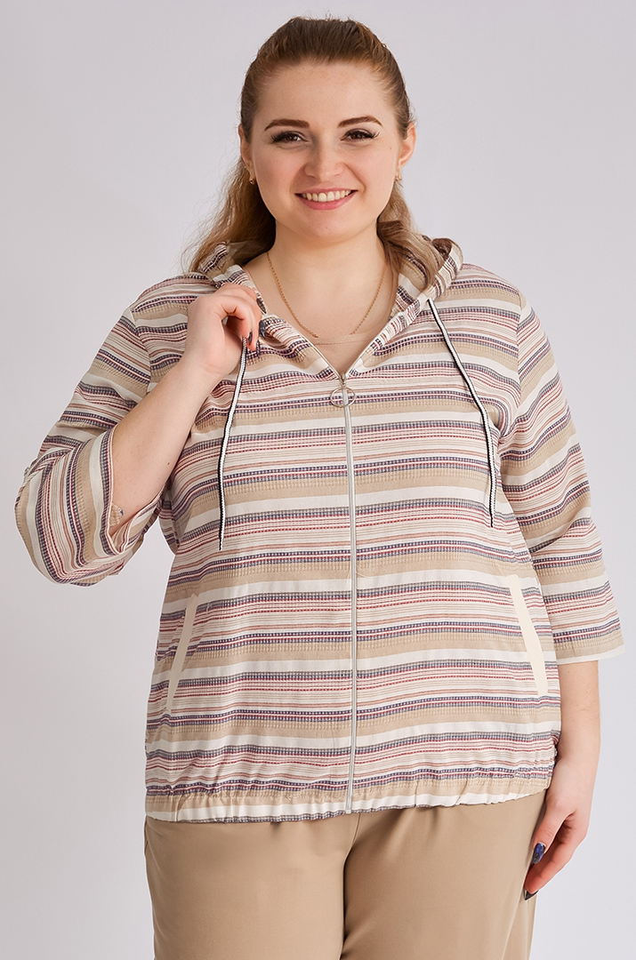 Мастерка лляна в смужку великих розмірів