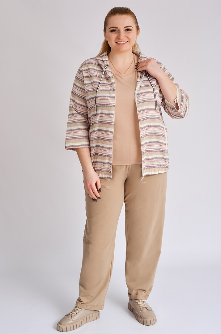 Мастерка лляна в смужку великих розмірів