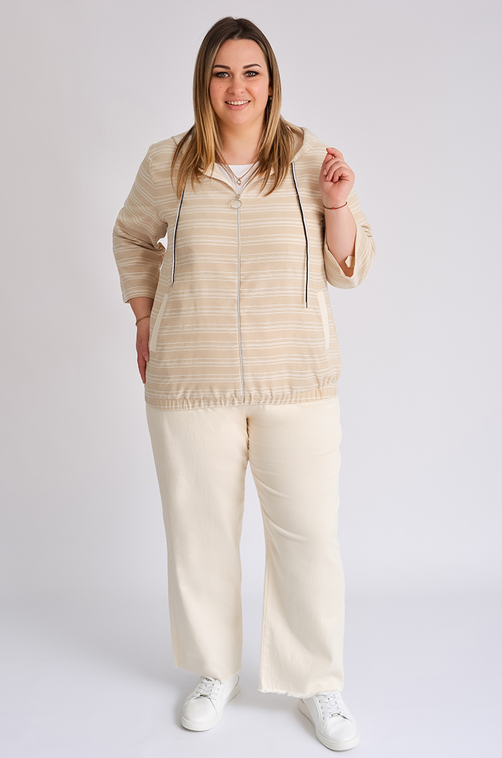 Мастерка лляна в смужку великих розмірів