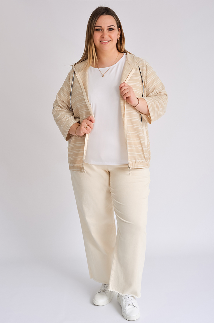 Мастерка лляна в смужку великих розмірів